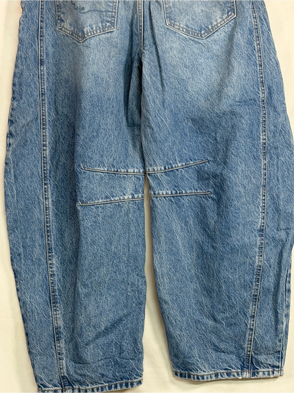 We The Free Light Blue Wide-Leg Denim Jeans with Knee Seams - Picture 7 of 9